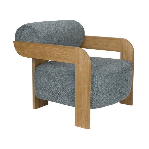 Dūmakaini zils atpūtas krēsls no buklē auduma Oolong – Zuiver