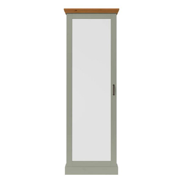 Zaļš/gaiša dabīga toņa priedes masīvkoka apavu plaukts ar spoguli 60x180x25 cm Selma – Støraa