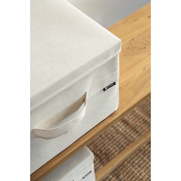 Bēša tekstila uzglabāšanas kaste ar vāku 31x41x22 cm Soft Storage Medium – Bigso-image-3