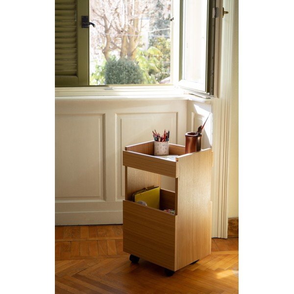 Servēšanas galdiņš uz riteņiem ar ozolkoka imitāciju 35x40 cm Forma – Hübsch-image-1