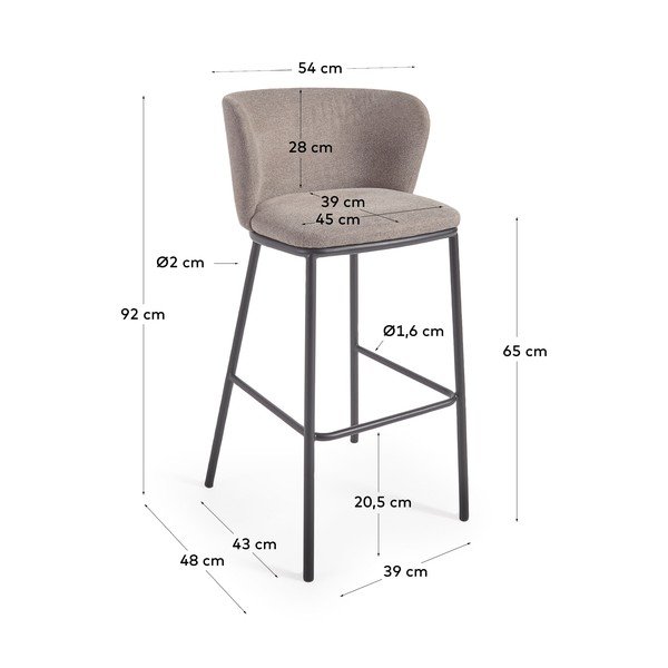 Gaiši brūni bāra krēsli (2 gab.) 92 cm Ciselia – Kave Home-image-4