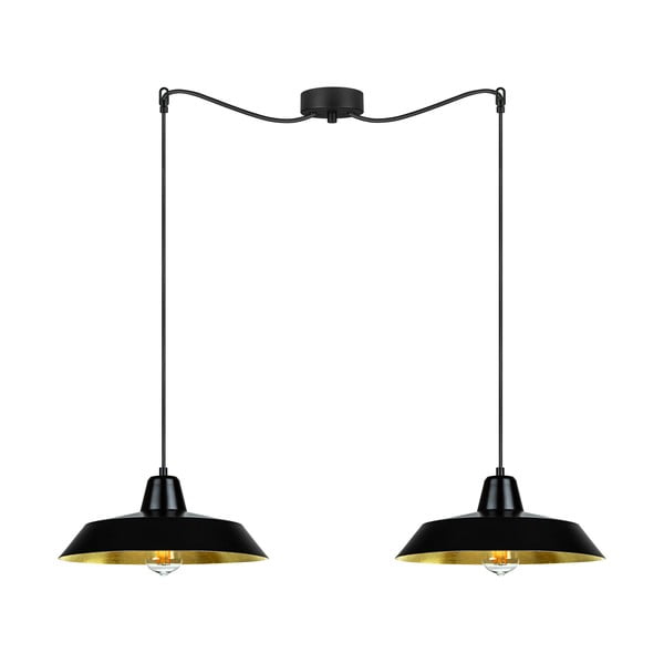 Melns divviru griestu lampa ar vara krāsas detaļām Sotto Luce Cinco, ⌀ 85 cm