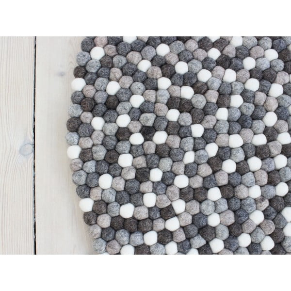 Pelēks un balts vilnas bumbiņu paklājs Wooldot Ball Rugs, ⌀ 200 cm