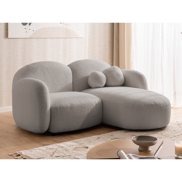 Pelēks stūra dīvāns no buklē auduma (ar labo stūri/ar zvilni) Orbit – Ropez-image-4