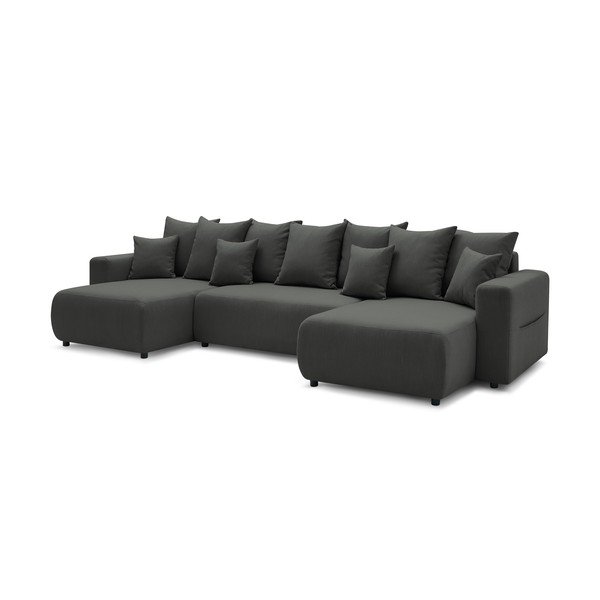 Tumši pelēks U-veida izvelkamais dīvāns Envy – Bobochic Paris-image-3