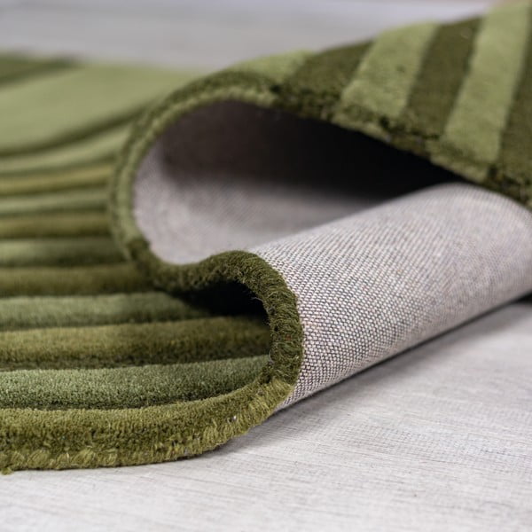 Zaļš ar rokām darināts vilnas paklājs 150x240 cm Conway Retro – Flair Rugs-image-3