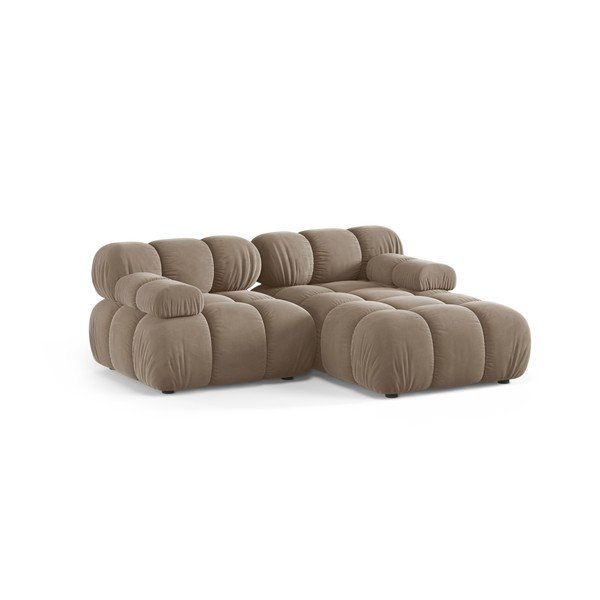 Bēšs samta modulārais stūra dīvāns (ar labo stūri/ar zvilni) – Micadoni -image-2