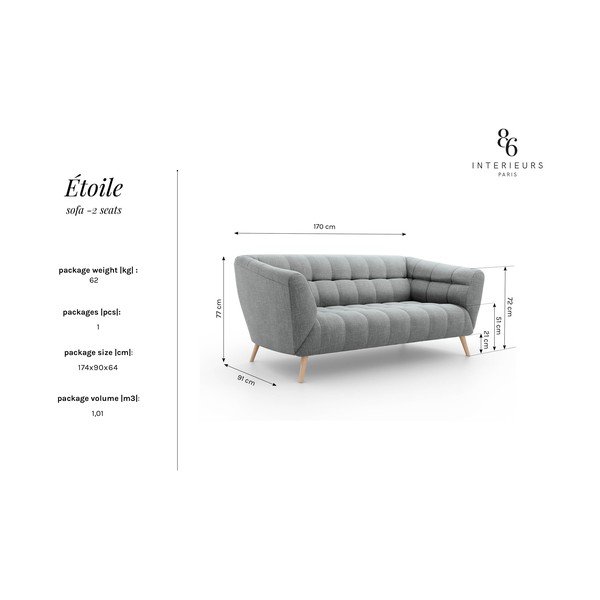 Tumši sarkans dīvāns Interieurs 86 Étoile, 170 cm-image-4