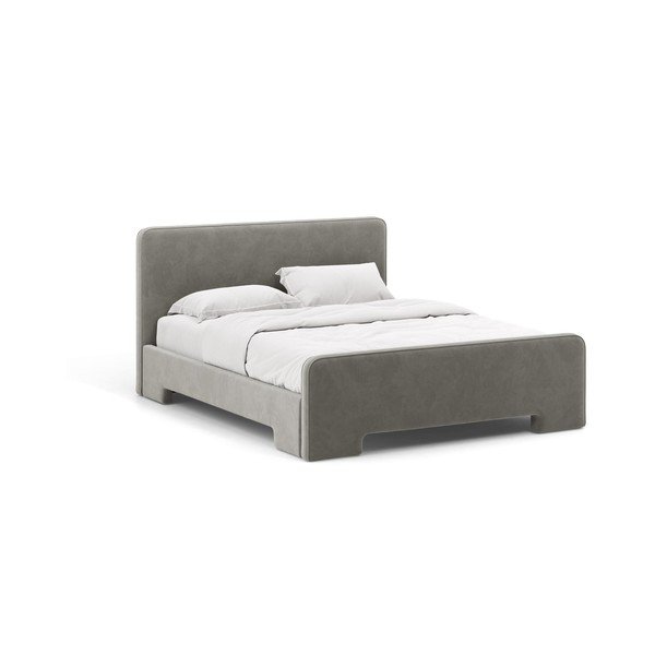 Pelēka polsterēta divvietīga gulta ar redelēm 140x200 cm Eda – Micadoni 