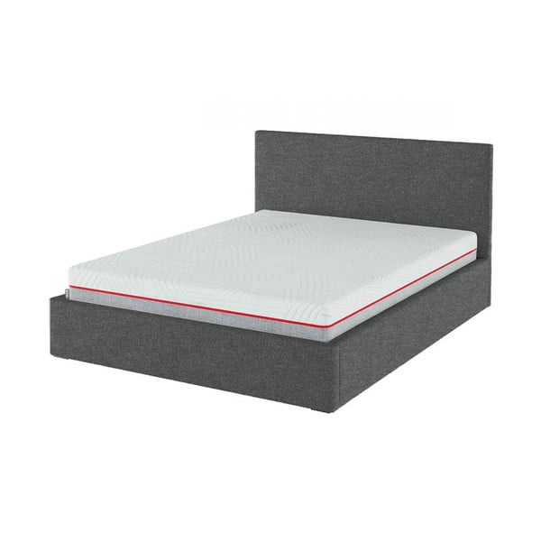 Antracīta pelēka polsterēta divvietīga gulta ar veļas kasti un redelēm 180x200 cm Bufo – MESONICA-image-3