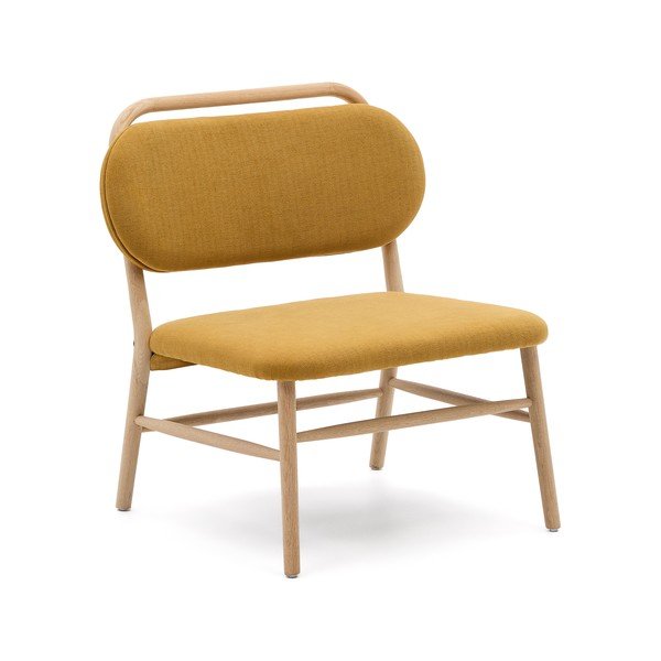 Sinepju dzeltens atpūtas krēsls no šenila auduma Helda – Kave Home