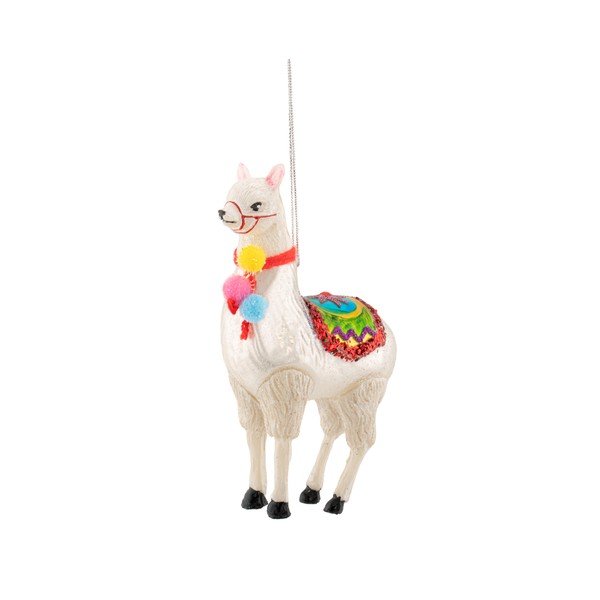 Stikla Ziemassvētku eglītes rotājums 9 cm Llama – Sass & Belle
