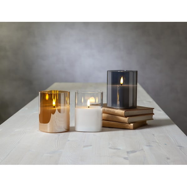 Pelēka LED svece no stikla Star Trading Flamme, augstums 12,5 cm-image-4