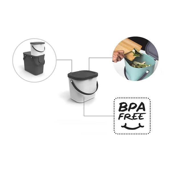 Tumši pelēks kompostējamo atkritumu konteiners 6 l Albula – Rotho-image-4
