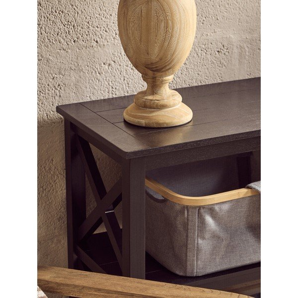 Melns priedes masīvkoka plaukts 120x81x40 cm Heritage – Premier Housewares-image-2