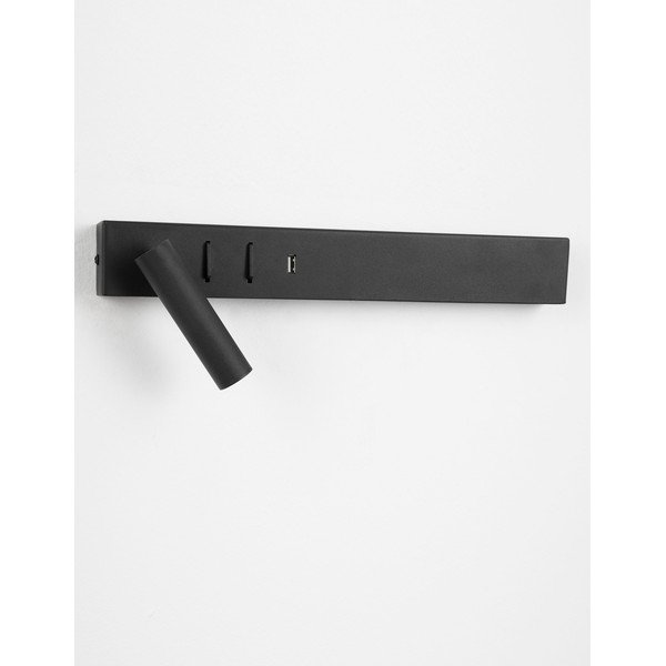 Matēti melna metāla LED sienas lampa ar saliekamu konstrukciju/ar USB portu Vida – Nova Luce-image-3