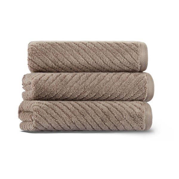 Brūns kokvilnas dvielis 71x40 cm Chevron – Foutastic-image-1