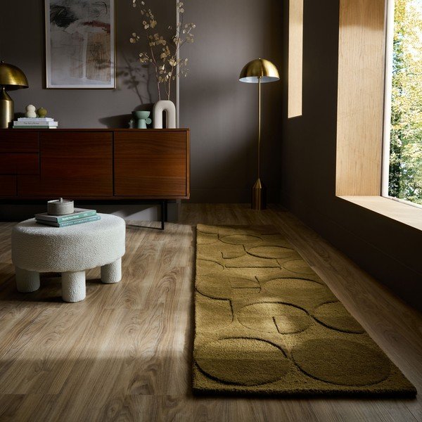 Tumši zaļš ar rokām darināts vilnas celiņa paklājs 60x230 cm Gigi – Flair Rugs-image-1