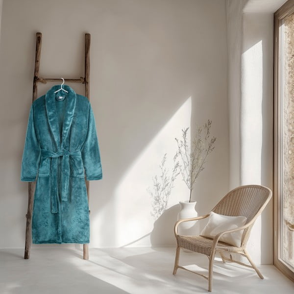 Zils mikroplīša halāts XS/S Polyvelvet – Good Morning-image-1