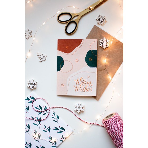 Ziemassvētku kartīte no pārstrādāta papīra ar aploksni Printintin Warm Wishes, A6 formāts-image-1