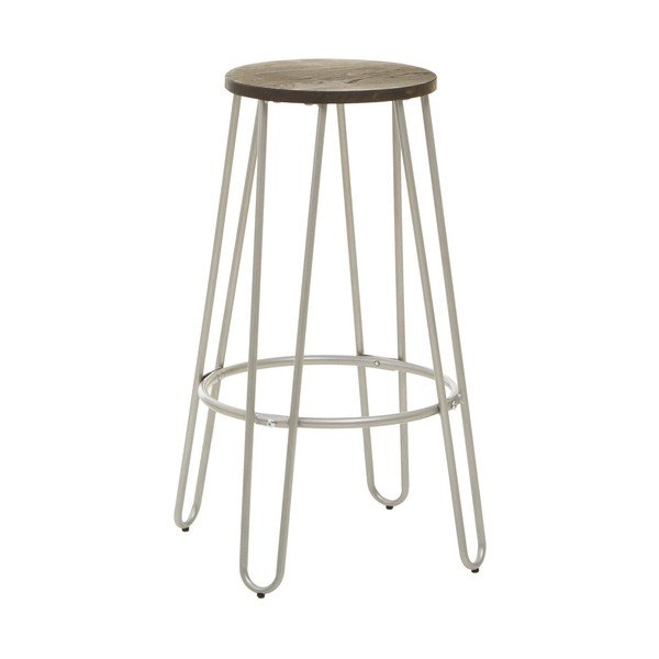 Sudraba krāsas/dabīga toņa gobas masīvkoka bāra taburete (sēdekļa augstums 75 cm) District – Premier Housewares