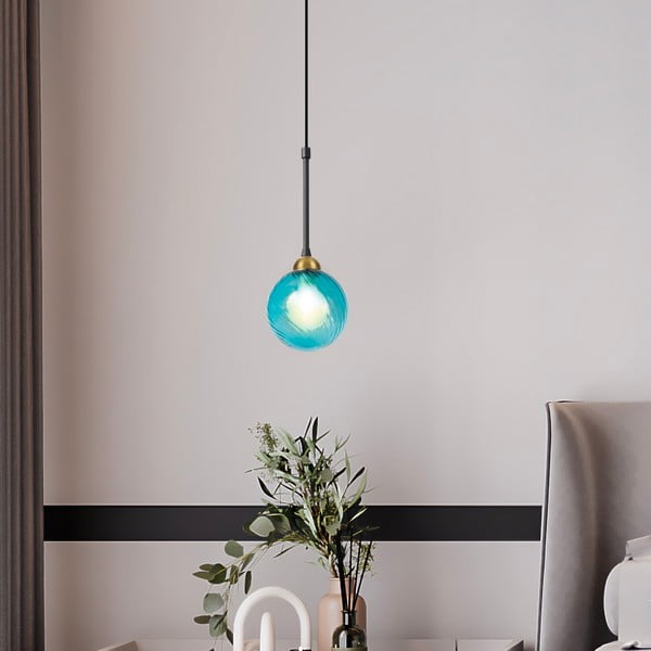 Zila piekaramā lampa ar stikla abažūru ø 12 cm Twister – Squid Lighting-image-2