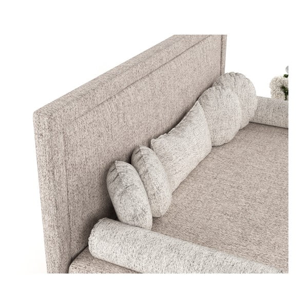 Gaiši brūna polsterēta vienvietīga gulta 90x200 cm Scala – Maison de Rêve-image-1