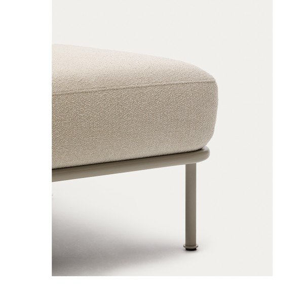 Bēšs kāju soliņš no buklē auduma Aurum – Kave Home-image-1