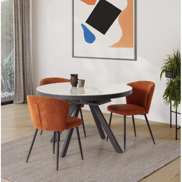 Apaļš izvelkams ēdamgalds ar papildu galda virsmu un ar keramikas virsmu ø 120 cm Bela – Marckeric-image-1