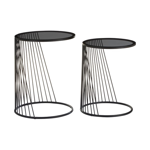 Apaļi sānu galdiņi (2 gab.) ar stikla galda virsmu ø 41 cm Trento – Premier Housewares-image-2