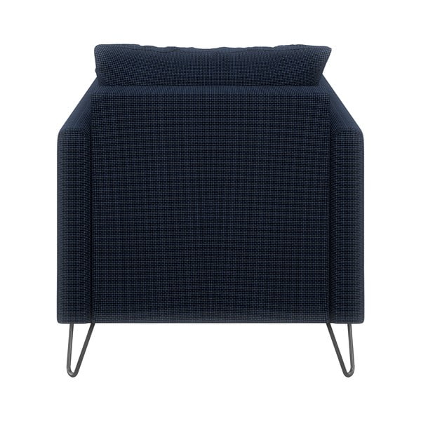 Tumši zils atpūtas krēsls no šenila auduma Freya – Ropez-image-2