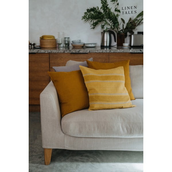 Lina spilvendrāna 40x40 cm Amber Bronze Stripes – Linen Tales-image-1