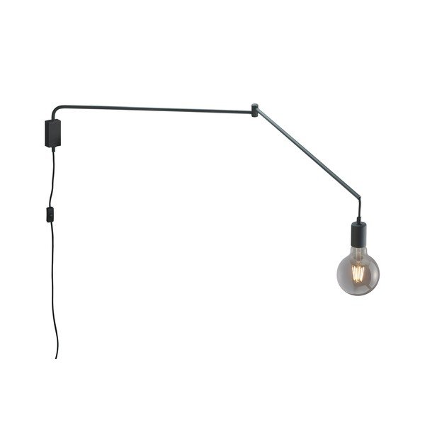 Matēti melna sienas lampa ar saliekamu konstrukciju ar vadu Line – Trio