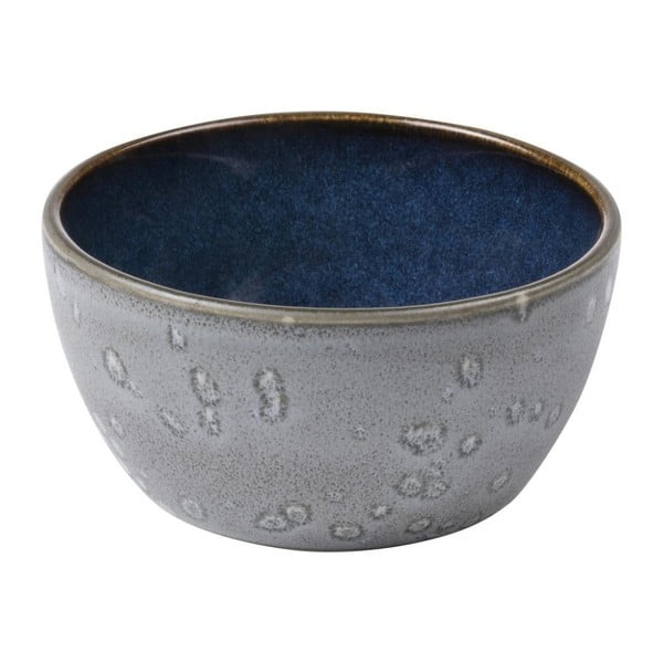 Pelēkas māla keramikas bļoda ar tumši zilu iekšējās virsmas glazūru Bitz Mensa, diametrs 10 cm
