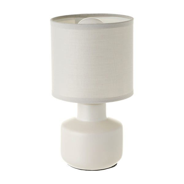 Krēmkrāsas keramikas galda lampa ar auduma abažūru (augstums 22 cm) – Casa Selección
