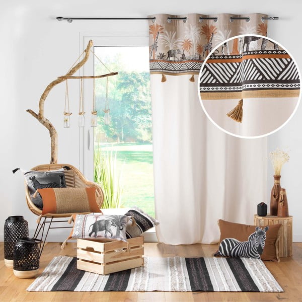 Brūns/dabīga toņa kokvilnas aizkars 140x240 cm Kenya Lodge – douceur d'intérieur-image-4