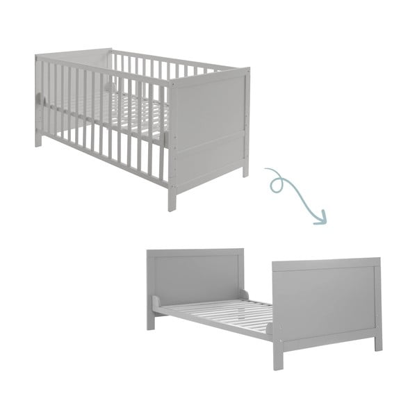 Gaiši pelēka bērnu gultiņa 70x140 cm – Roba-image-3