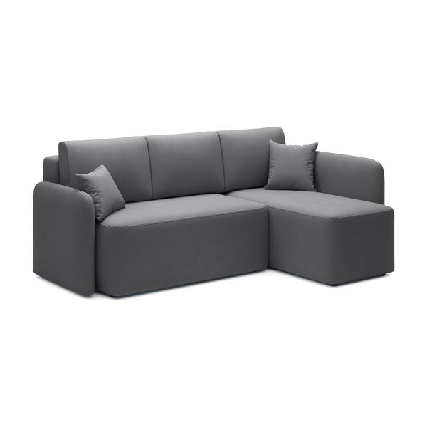 Pelēkbrūns samta salokāms/ar uzglabāšanas vietu stūra dīvāns (ar labo stūri/ar zvilni) Hadson – ELTAP-image-2