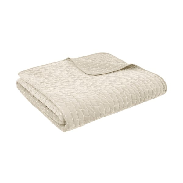 Bēšs samta stepēts gultas pārklājs 240x260 cm Attica Velvet Embroidered – Bianca