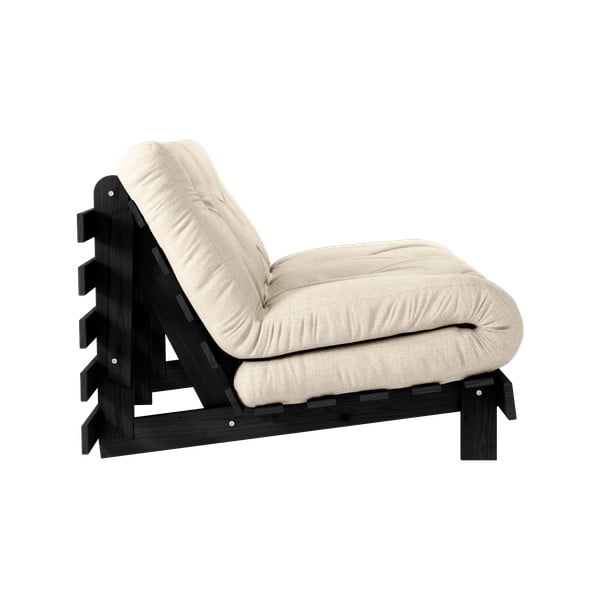Pelēks/bēšs lina salokāms dīvāns 140 cm Roots Black Night – Karup Design-image-4