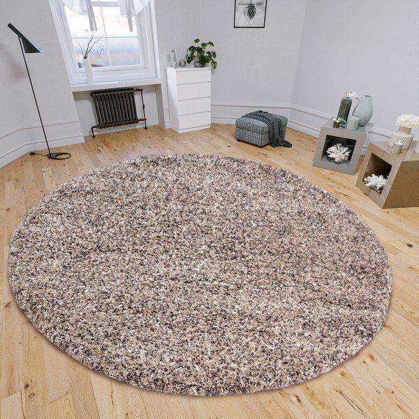 Bēšs apaļš paklājs ø 120 cm Shag – Hanse Home-image-1