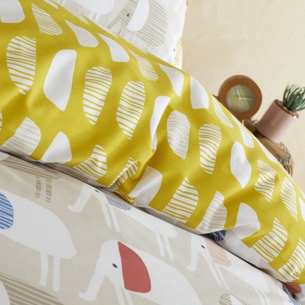 Kokvilnas bērnu gultas veļa 200x135 cm Minbu Elephant – Pineapple Elephant-image-3