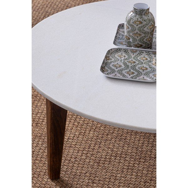 Balts/dabīga toņa žurnālgaldiņš ar marmora virsmu 50x70 cm Sylvester – Bizzotto-image-3