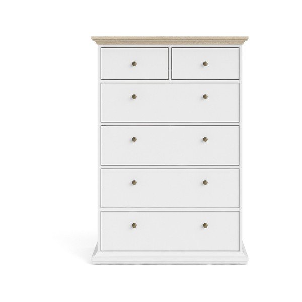 Balta kumode ar ozolkoka imitāciju Tvilum Paris, 96 x 140 cm