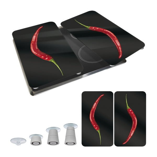 Stikla aizsargplāksnes plītij (2 gab.) Wenko Peperoni, 52 x 30 cm-image-2