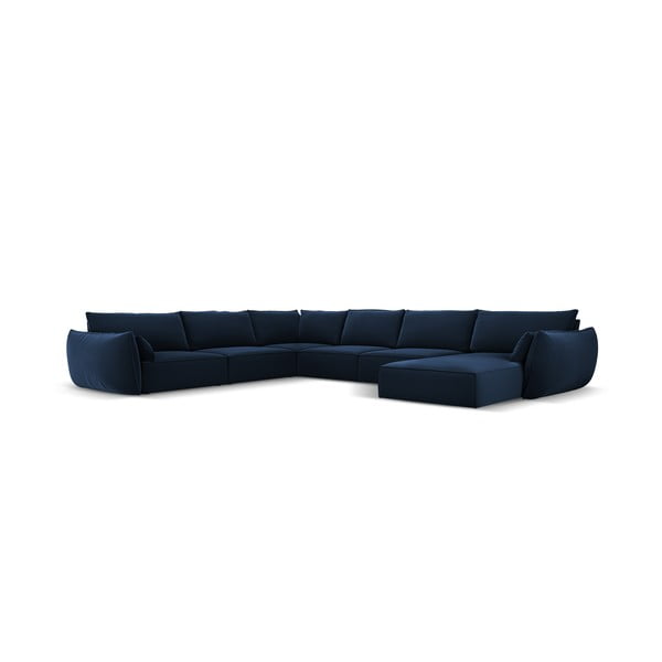 Tumši zils samta stūra dīvāns (ar kreiso stūri/U veida) Vanda – Mazzini Sofas-image-2