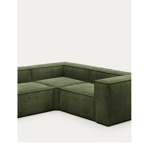 Zaļš velveta stūra dīvāns Blok – Kave Home-image-4