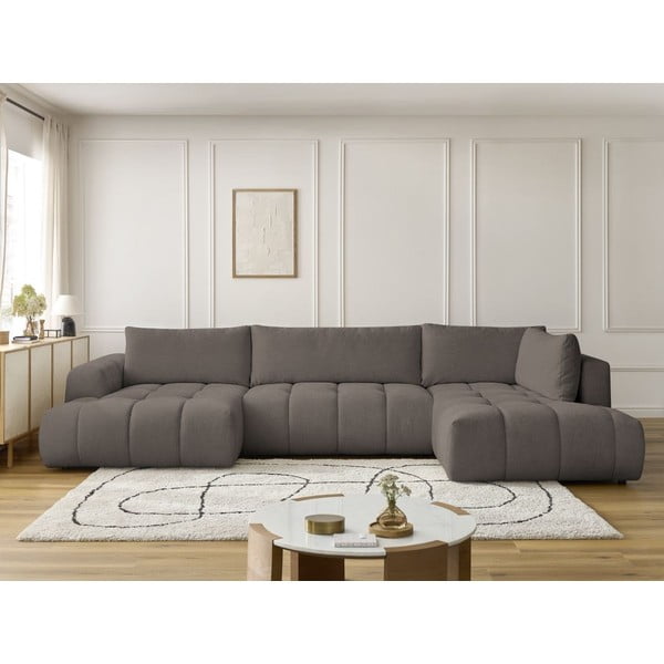 Tumši pelēks salokāms/ar uzglabāšanas vietu stūra dīvāns (ar labo stūri/U veida) Fuji – Bobochic Paris-image-1