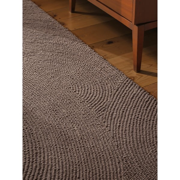 Pelēkbrūns ar rokām darināts vilnas celiņa paklājs 80x200 cm Eleni Taupe – Hanse Home-image-3