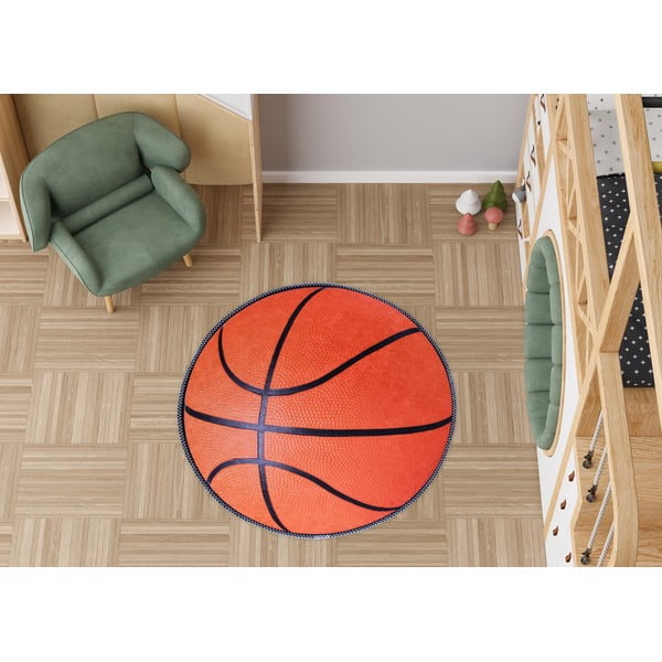 Oranžs mazgājams bērnu paklājs ø120 cm Basketball – Vitaus-image-1